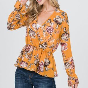 Mustard Floral Print Top